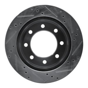 Dodge Ram 3500 Brake Rotor (1) - Front Left - R1 Concepts - Drilled & Slotted - Silver - `00-`02